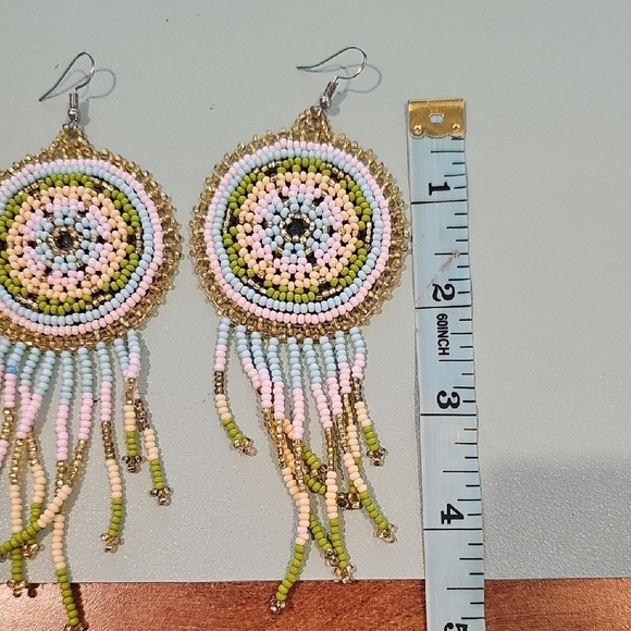 Bohemian Beaded Fringe Earrings - Picture 3 of 4